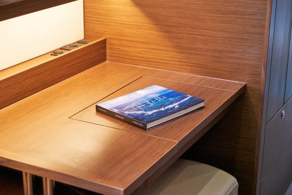 Salon of Sea Spirit III, a Nautitech 46 Fly catamaran at Grande Rivière Noire VCA, Mauritius