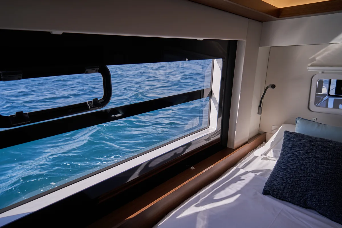 Cabin on Sea Spirit III, a Nautitech 46 Fly catamaran at Grande Rivière Noire VCA, Mauritius