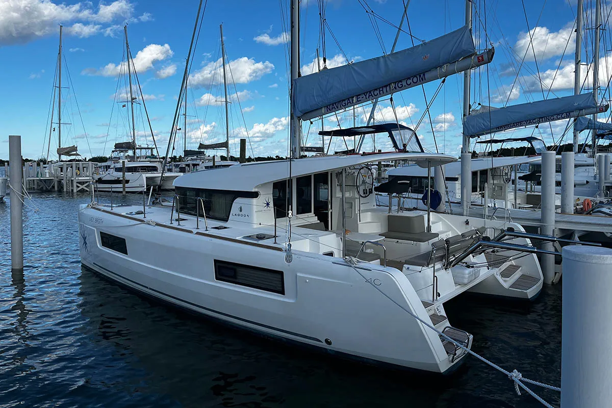 Lady Birgith , a Lagoon 40 catamaran at Central Abaco, Bahamas