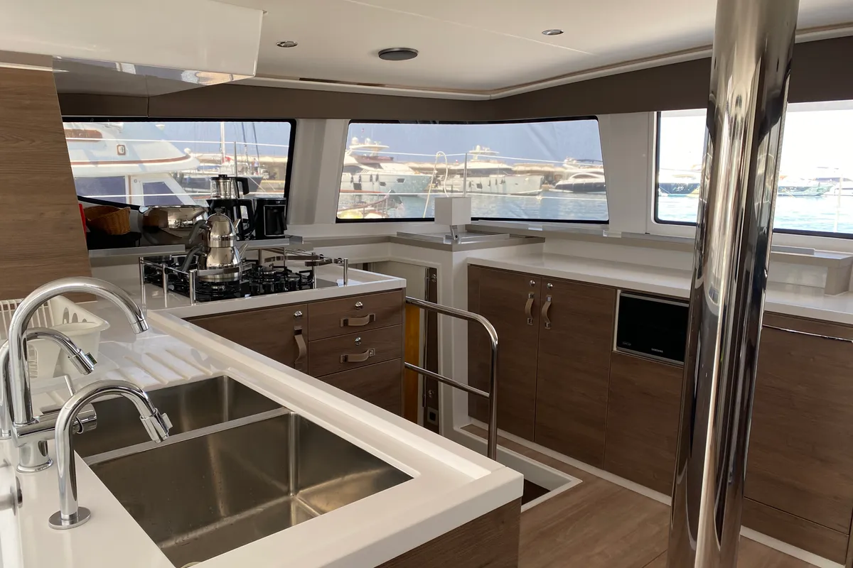 Galley of Despina, a Bali 4.6 catamaran at Fethiye, Turkey