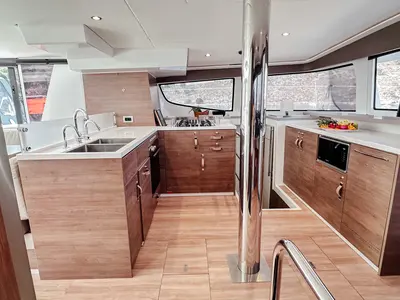 Galley of Despina, a Bali 4.6 catamaran at Fethiye, Turkey