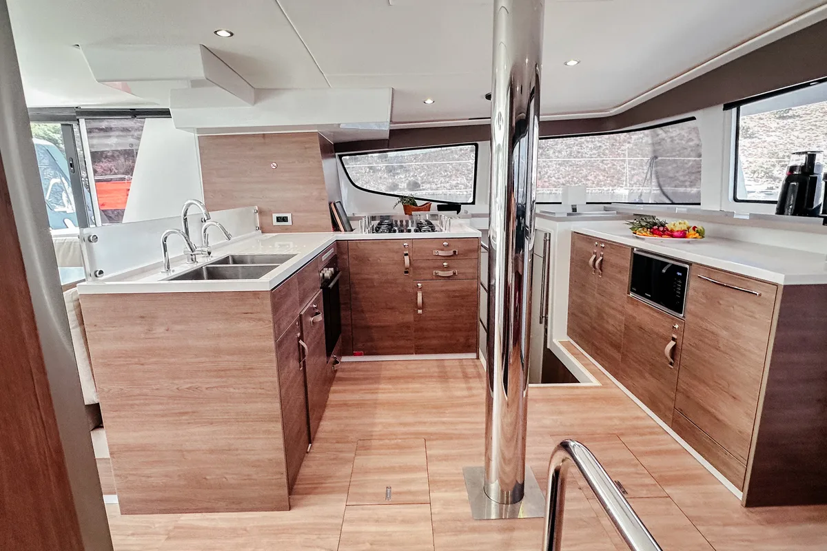 Galley of Despina, a Bali 4.6 catamaran at Fethiye, Turkey
