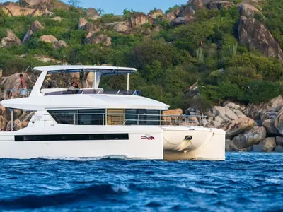 Exterior view of Moorings 464PC Club, a Leopard 46PC catamaran at Road Town, British Virgin Islands