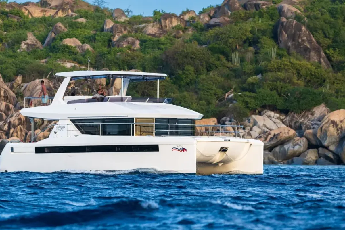 Exterior view of Moorings 464PC Club, a Leopard 46PC catamaran at Road Town, British Virgin Islands