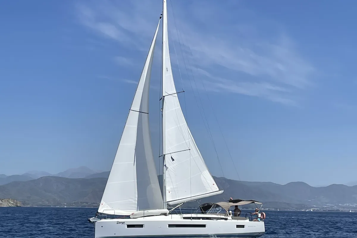 Exterior view of Jeanneau Sun Odyssey 490, a sailboat at Fethiye, Turkey