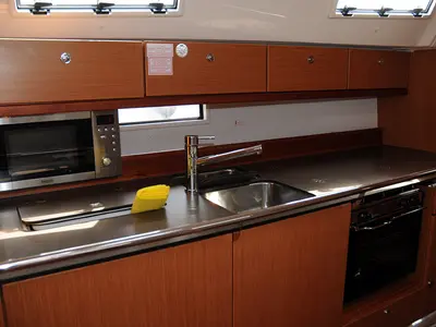 Galley of Tesoro, a Bavaria Cruiser 40 sailboat at Llucmajor, Spain