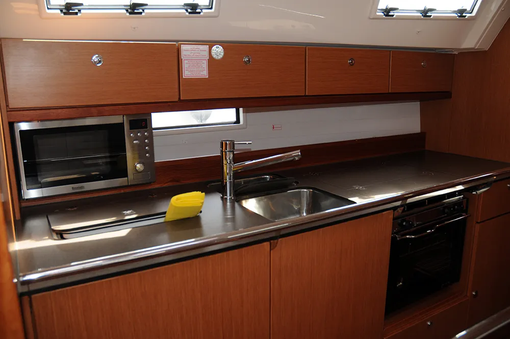 Galley of Tesoro, a Bavaria Cruiser 40 sailboat at Llucmajor, Spain