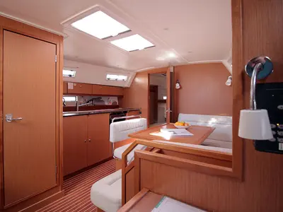 Salon of Tesoro, a Bavaria Cruiser 40 sailboat at Llucmajor, Spain