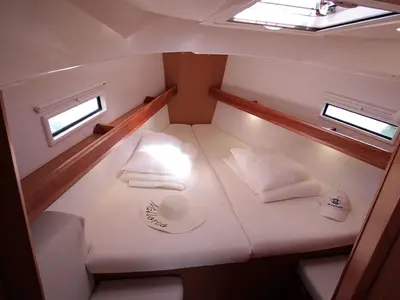 Cabin on Tesoro, a Bavaria Cruiser 40 sailboat at Llucmajor, Spain