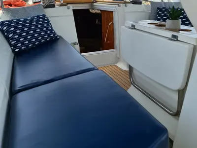 Deck of Chimera, a Bavaria 42 sailboat at Kavala, Greece
