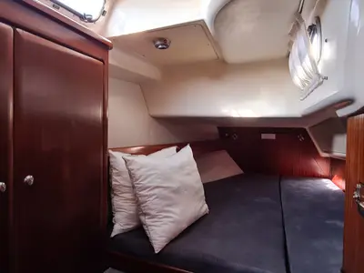 Cabin on Chimera, a Bavaria 42 sailboat at Kavala, Greece