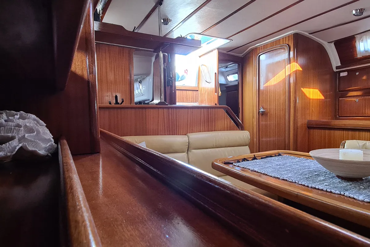 Salon of Chimera, a Bavaria 42 sailboat at Kavala, Greece