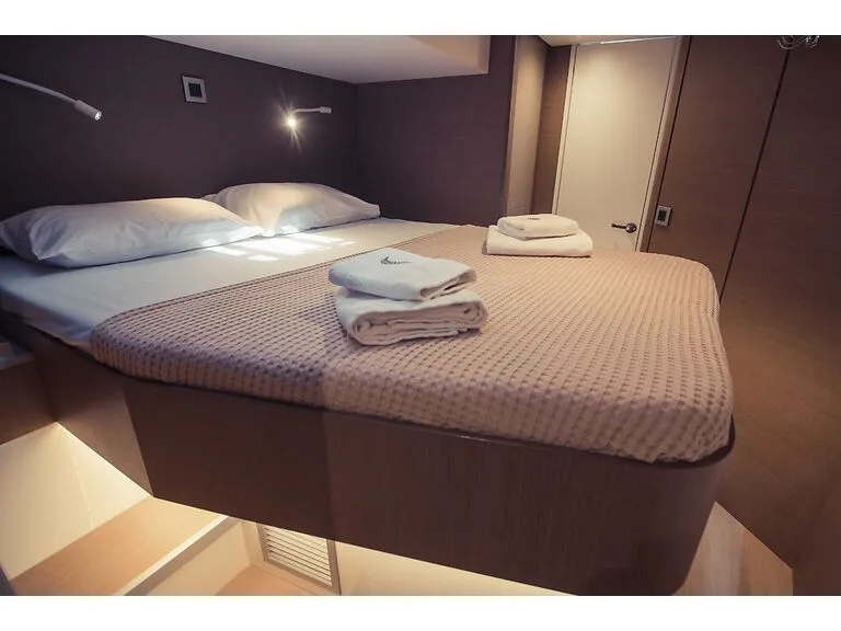 Cabin on Stelina, a Bali 4.8 catamaran at Preveza, Greece