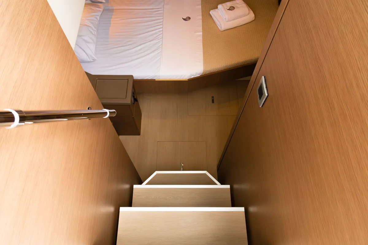 Cabin on Stelina, a Bali 4.8 catamaran at Preveza, Greece