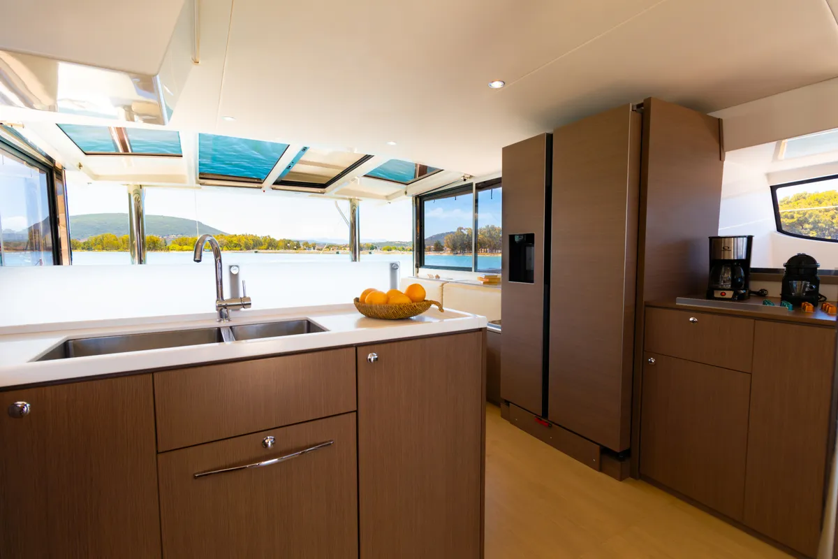 Galley of Stelina, a Bali 4.8 catamaran at Preveza, Greece