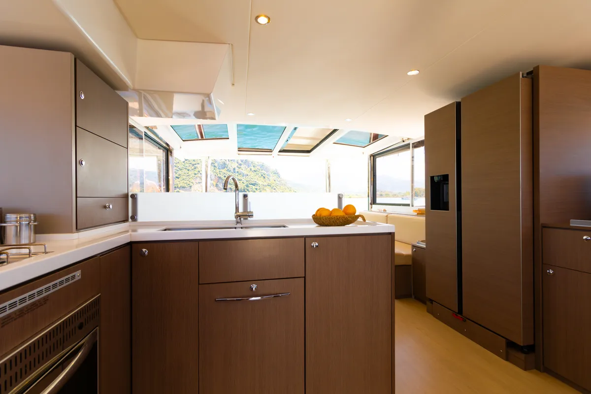 Galley of Stelina, a Bali 4.8 catamaran at Preveza, Greece