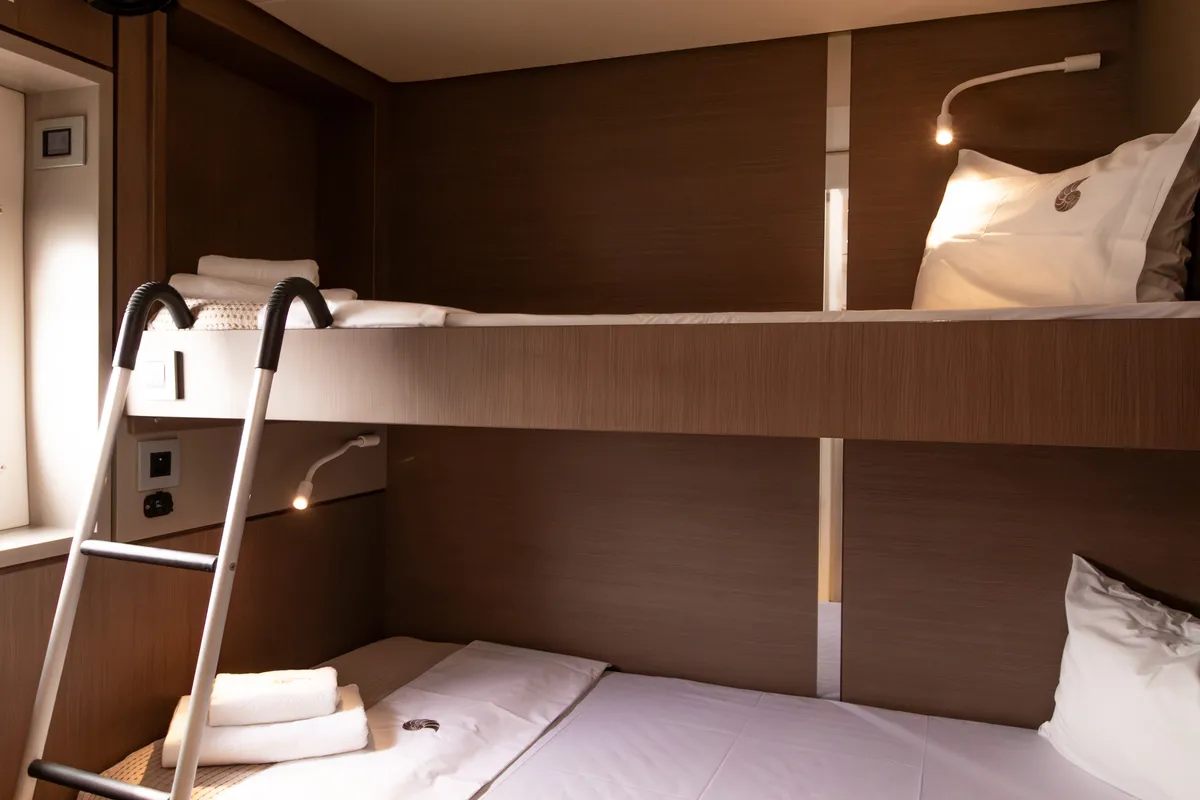 Cabin on Stelina, a Bali 4.8 catamaran at Preveza, Greece