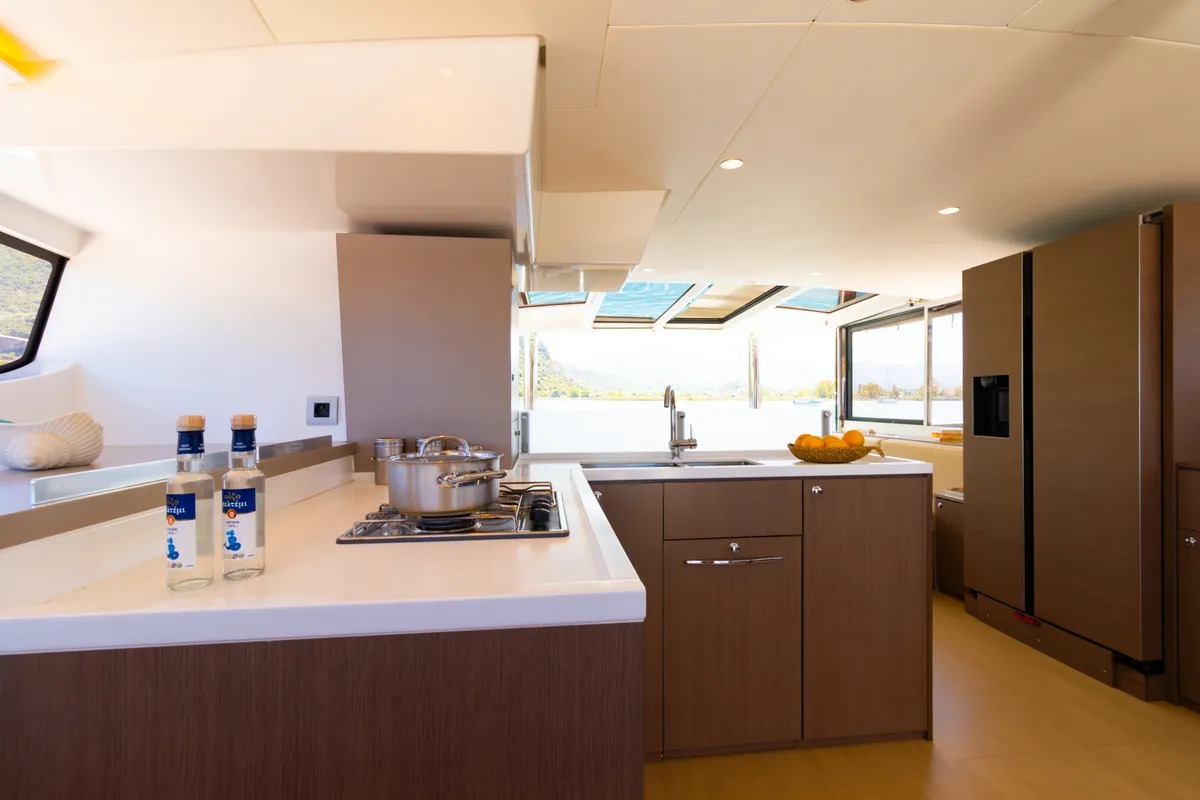 Galley of Stelina, a Bali 4.8 catamaran at Preveza, Greece