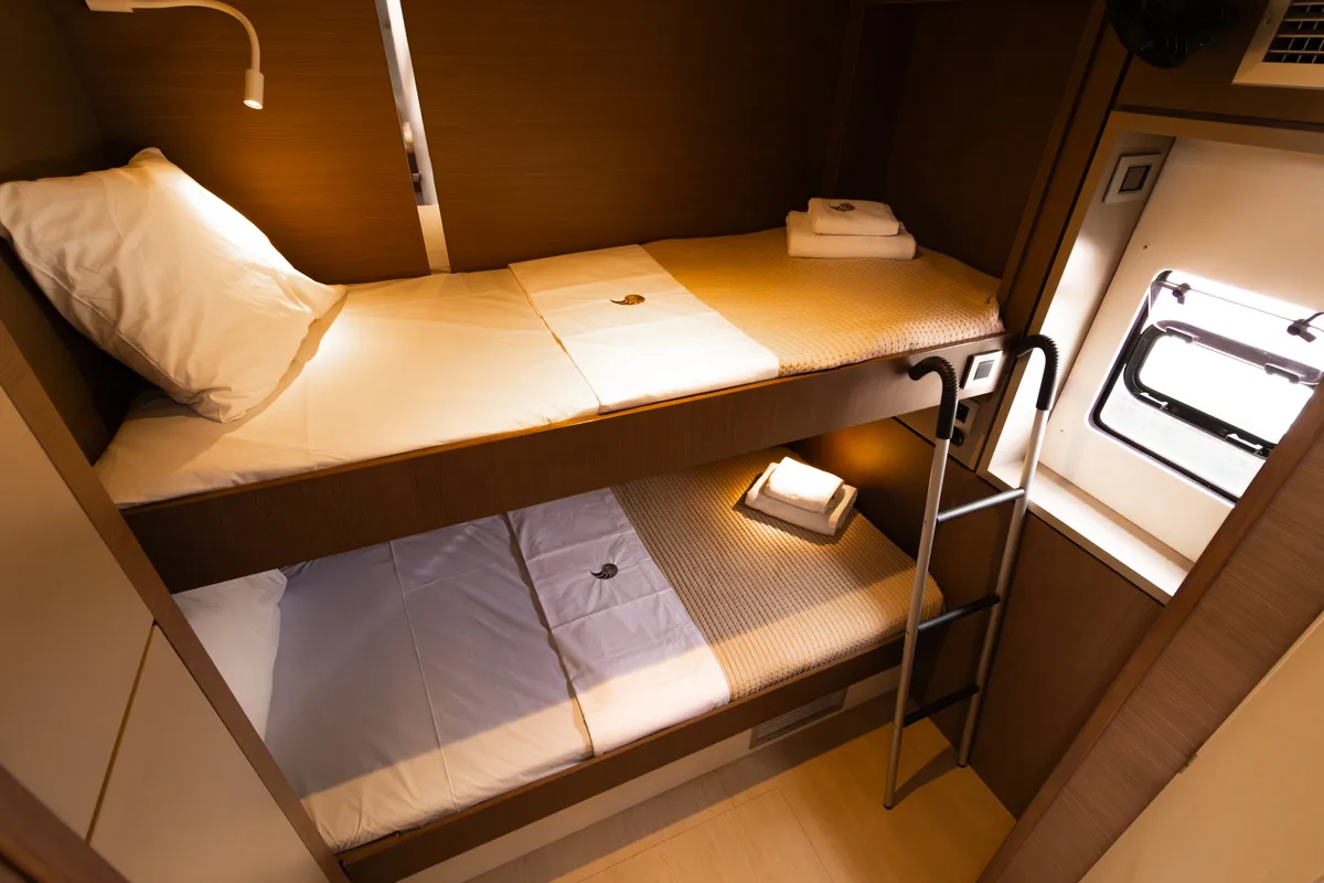 Cabin on Stelina, a Bali 4.8 catamaran at Preveza, Greece