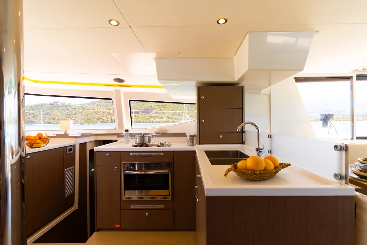 Galley of Stelina, a Bali 4.8 catamaran at Preveza, Greece