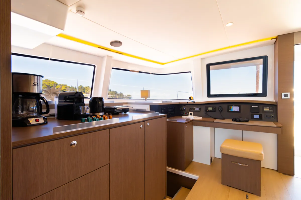 Galley of Stelina, a Bali 4.8 catamaran at Preveza, Greece