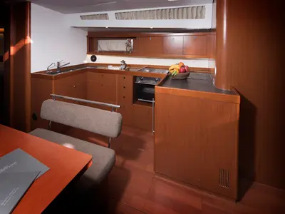 Salon of Harpia, a Beneteau Oceanis 48 sailboat at Grad Kaštela, Croatia