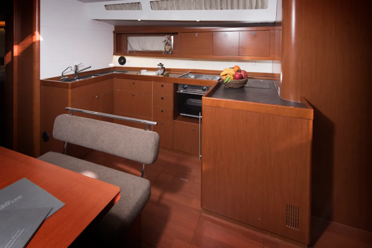 Salon of Harpia, a Beneteau Oceanis 48 sailboat at Grad Kaštela, Croatia