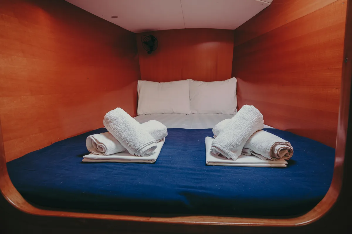 Cabin on Caramela, a Lagoon 380 catamaran at Sithonia, Greece