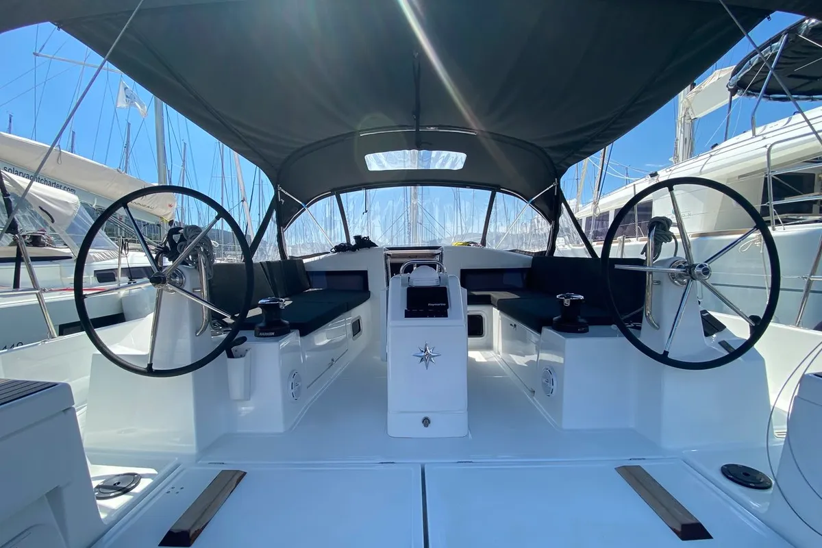 Lornia, a Jeanneau Sun Odyssey 440 sailboat at Fethiye, Turkey