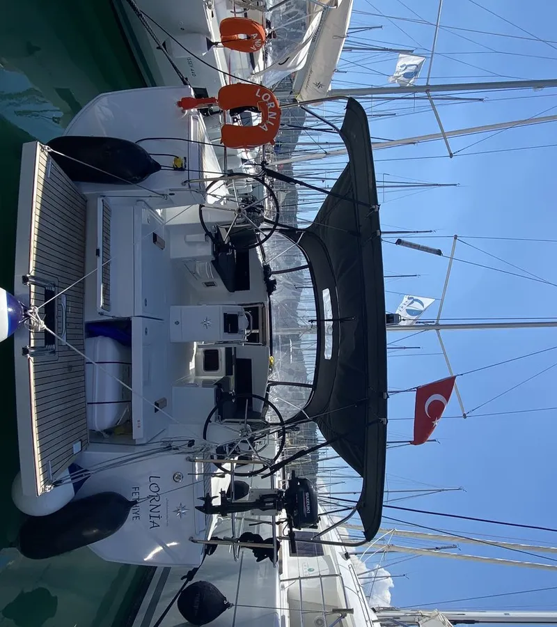Lornia, a Jeanneau Sun Odyssey 440 sailboat at Fethiye, Turkey