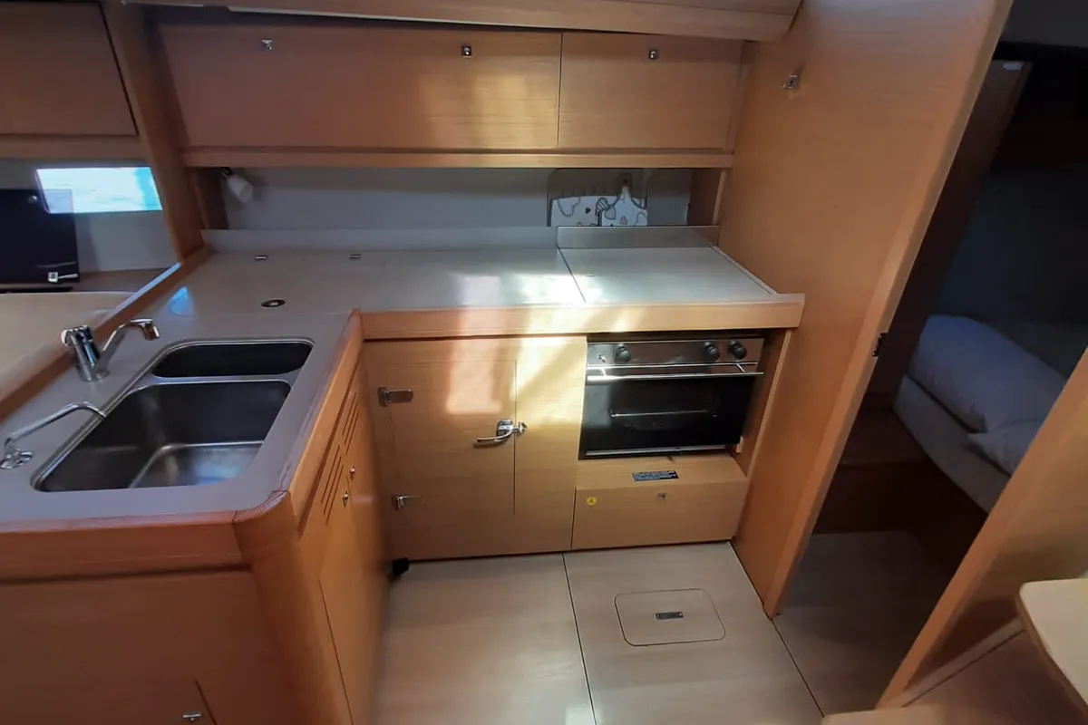 Galley of Hedone, a Dufour 412 GL sailboat at Tonnarella, Italy