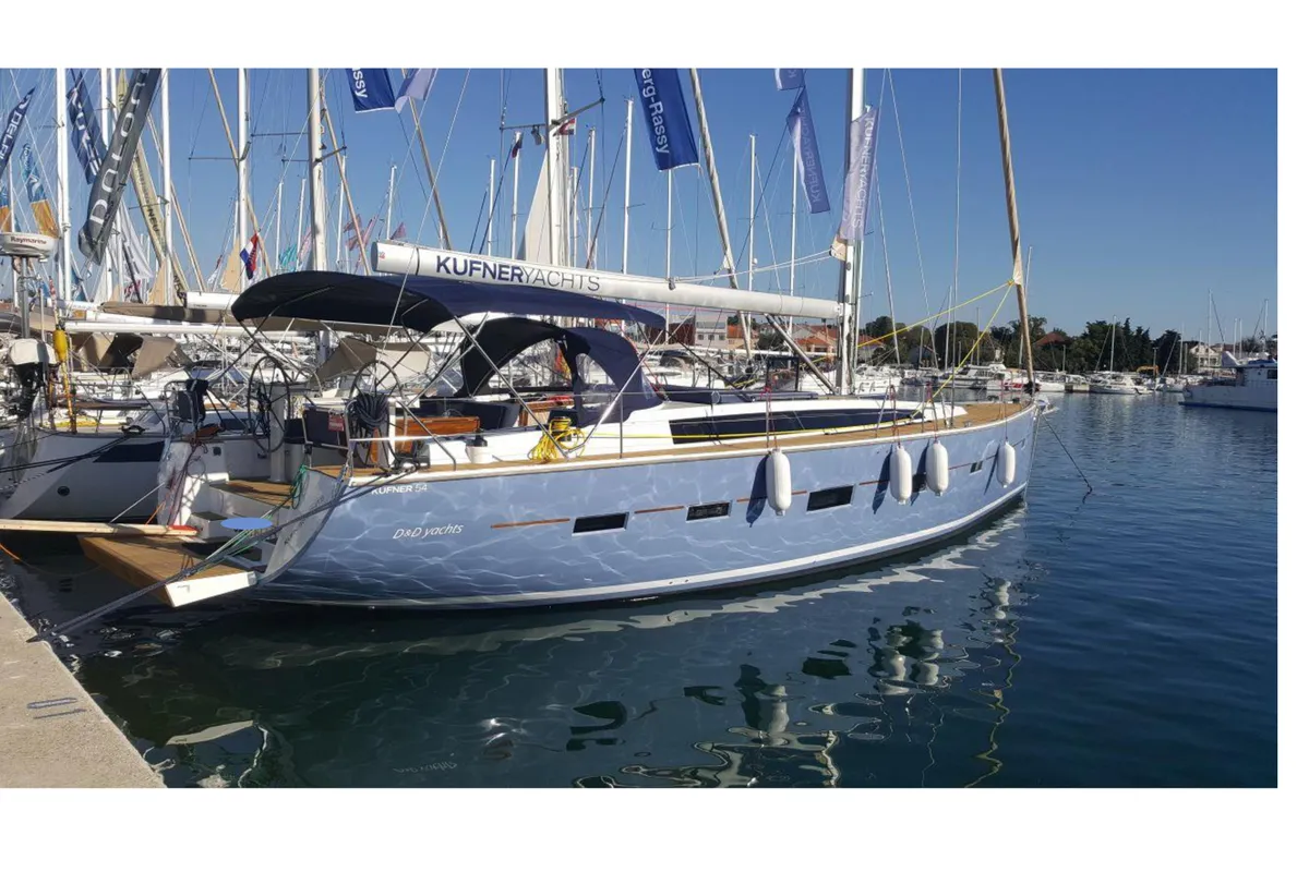 Exterior view of Marietta, a D&D Kufner 54 sailboat at Punat, Croatia