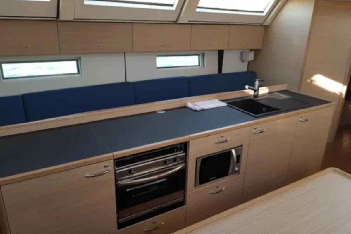 Galley of Marietta, a D&D Kufner 54 sailboat at Punat, Croatia
