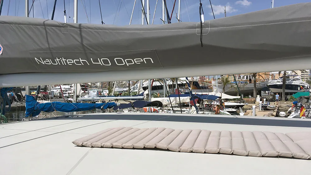 Deck of Hygge, a Nautitech 40 Open catamaran at Llucmajor, Spain