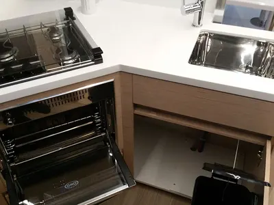 Galley of Hygge, a Nautitech 40 Open catamaran at Llucmajor, Spain