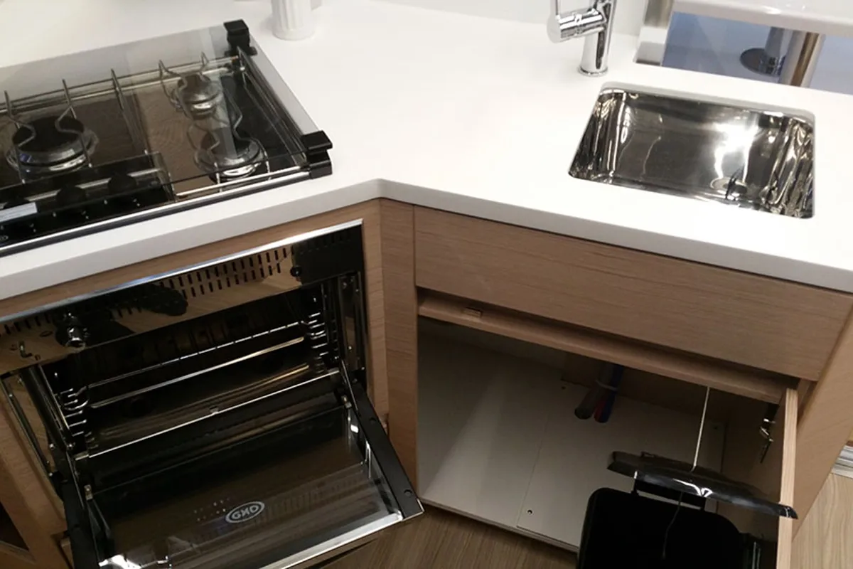 Galley of Hygge, a Nautitech 40 Open catamaran at Llucmajor, Spain