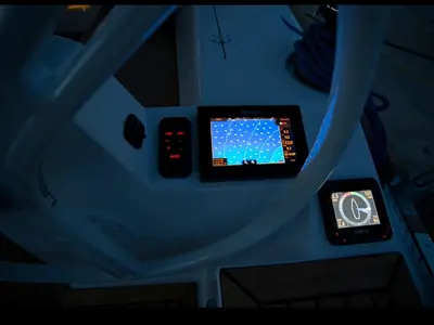 Cockpit of Aurora, a Elan Impression 35 sailboat at Pula, Croatia
