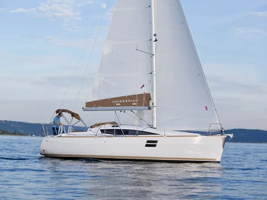 Exterior view of Aurora, a Elan Impression 35 sailboat at Pula, Croatia