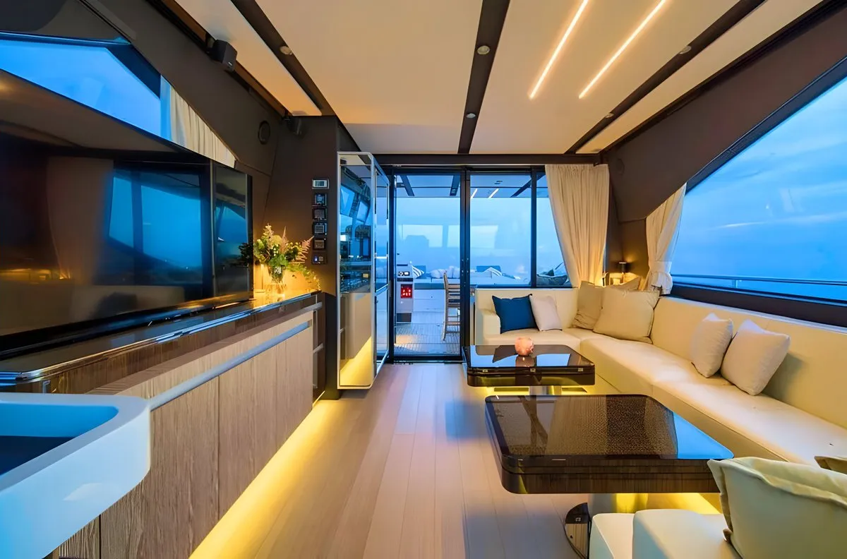 Salon of Mudita, a Azimut S7 motor yacht at Podstrana - Miljevac, Croatia