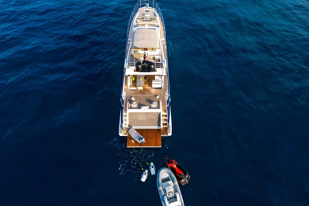Exterior view of Mudita, a Azimut S7 motor yacht at Podstrana - Miljevac, Croatia