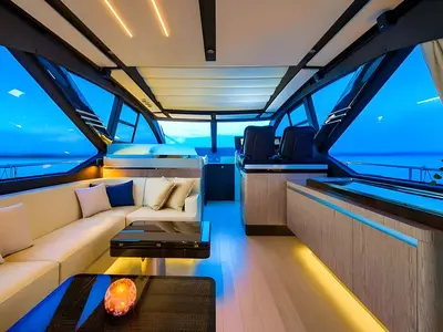 Salon of Mudita, a Azimut S7 motor yacht at Podstrana - Miljevac, Croatia