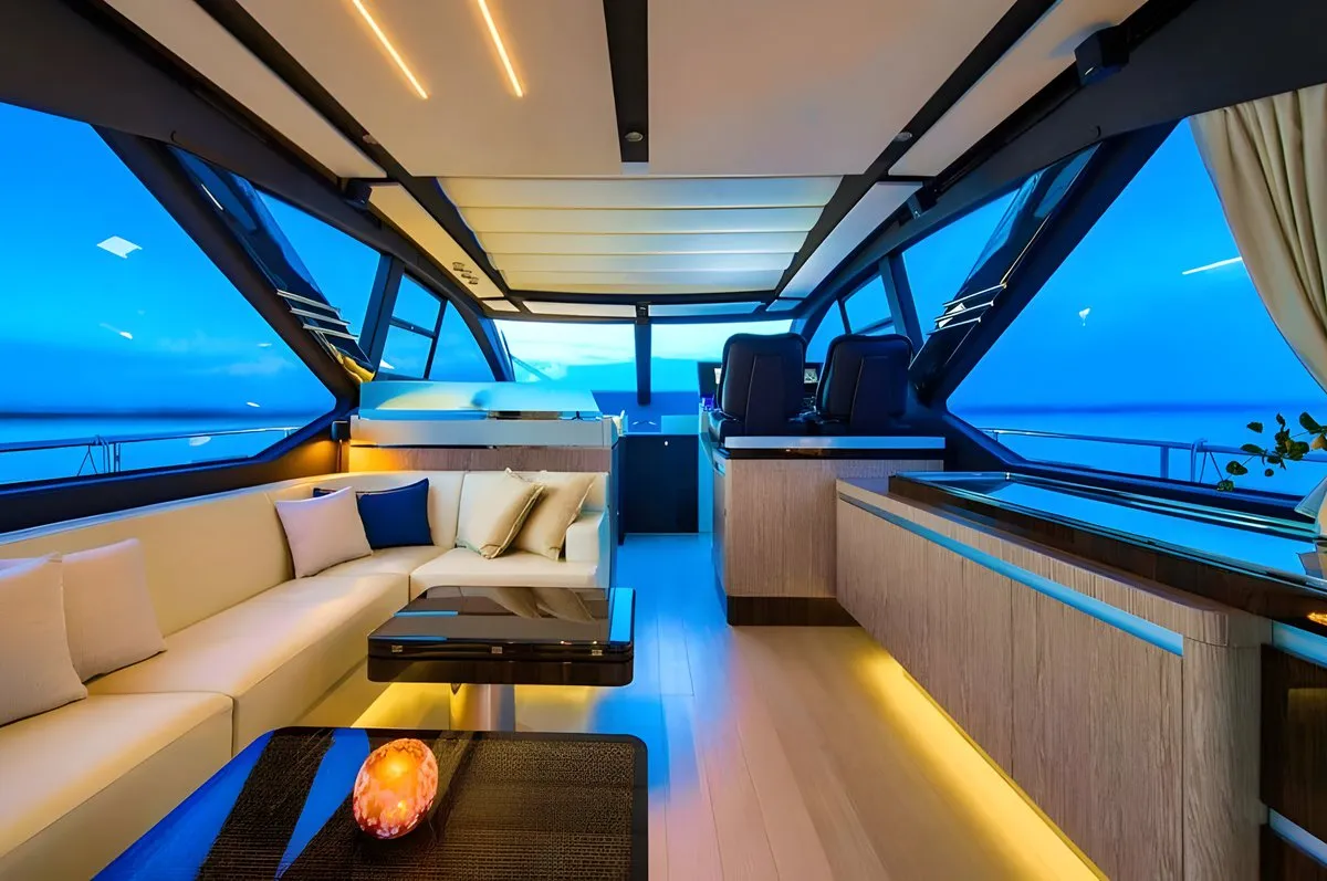 Salon of Mudita, a Azimut S7 motor yacht at Podstrana - Miljevac, Croatia
