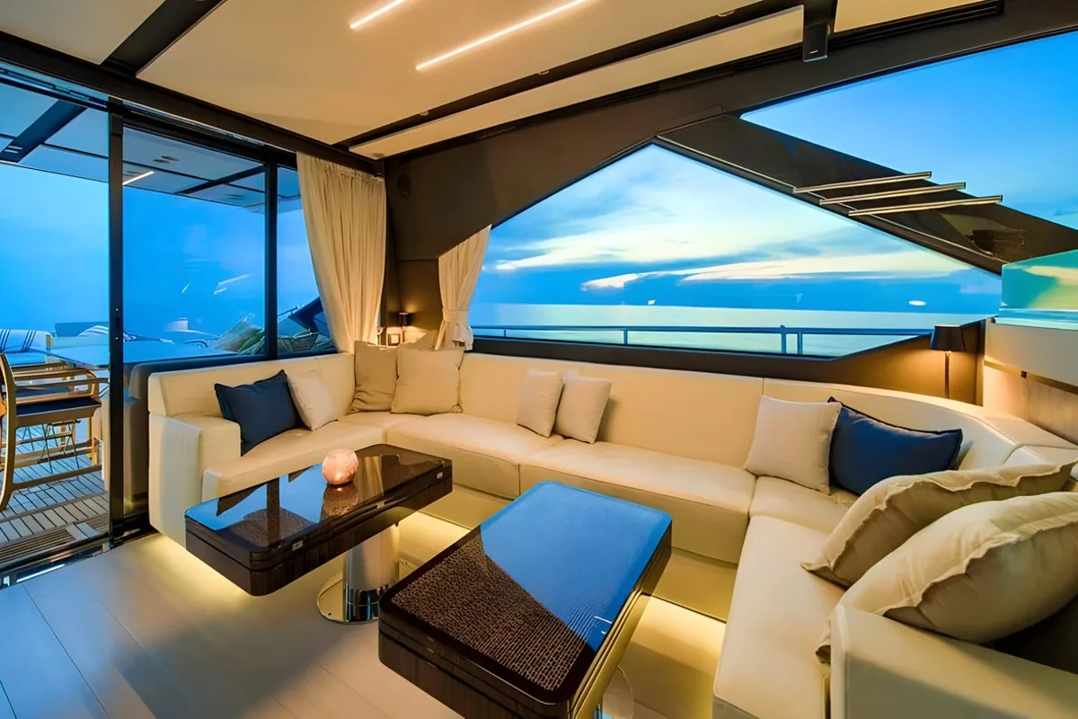 Salon of Mudita, a Azimut S7 motor yacht at Podstrana - Miljevac, Croatia