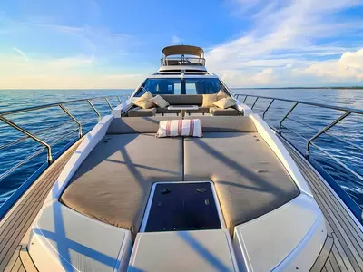 Deck of Mudita, a Azimut S7 motor yacht at Podstrana - Miljevac, Croatia
