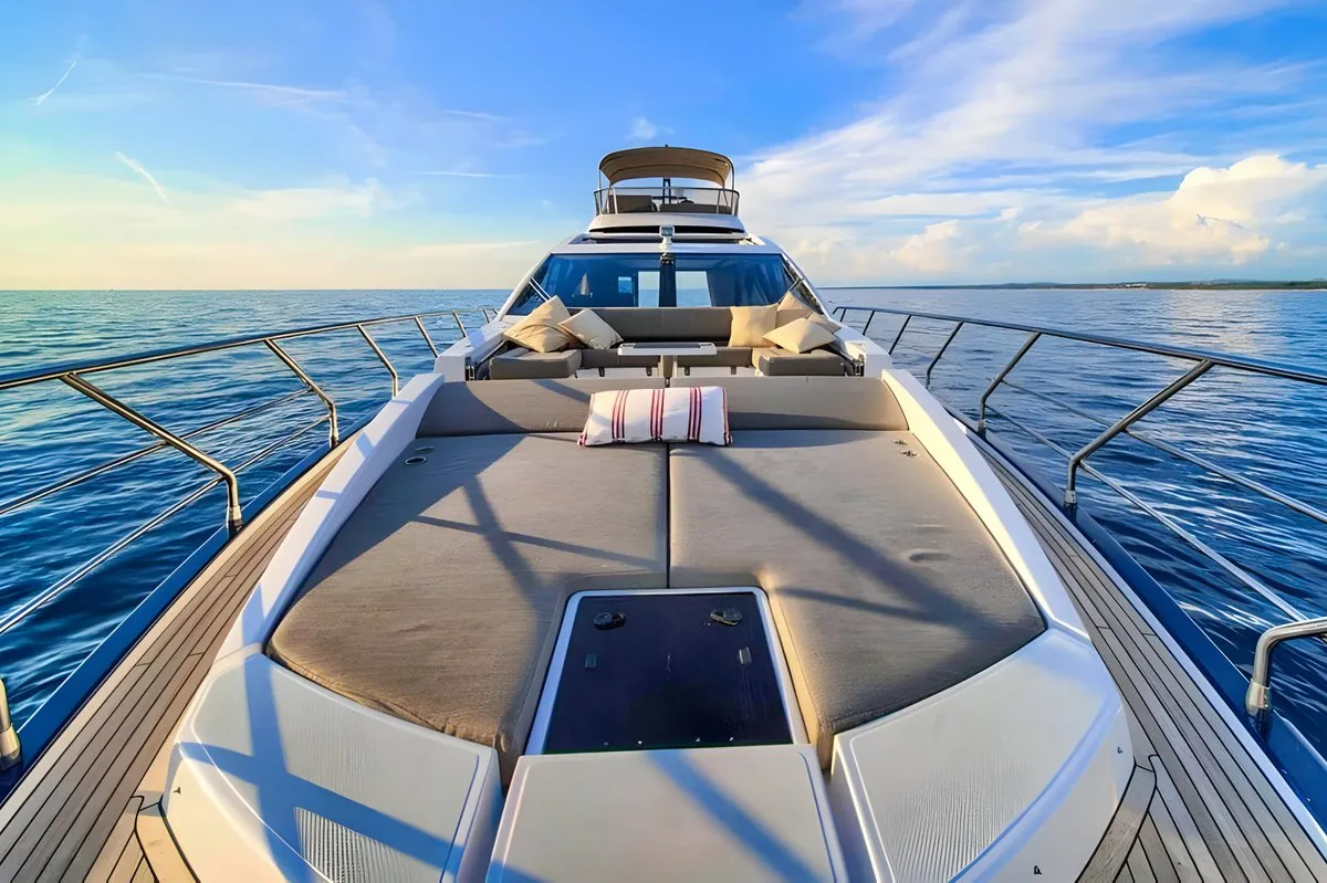 Deck of Mudita, a Azimut S7 motor yacht at Podstrana - Miljevac, Croatia