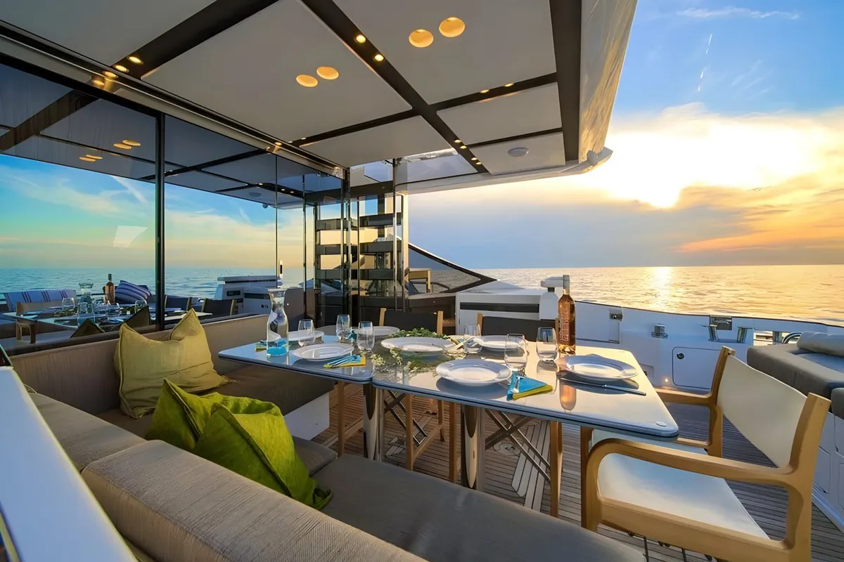 Deck of Mudita, a Azimut S7 motor yacht at Podstrana - Miljevac, Croatia