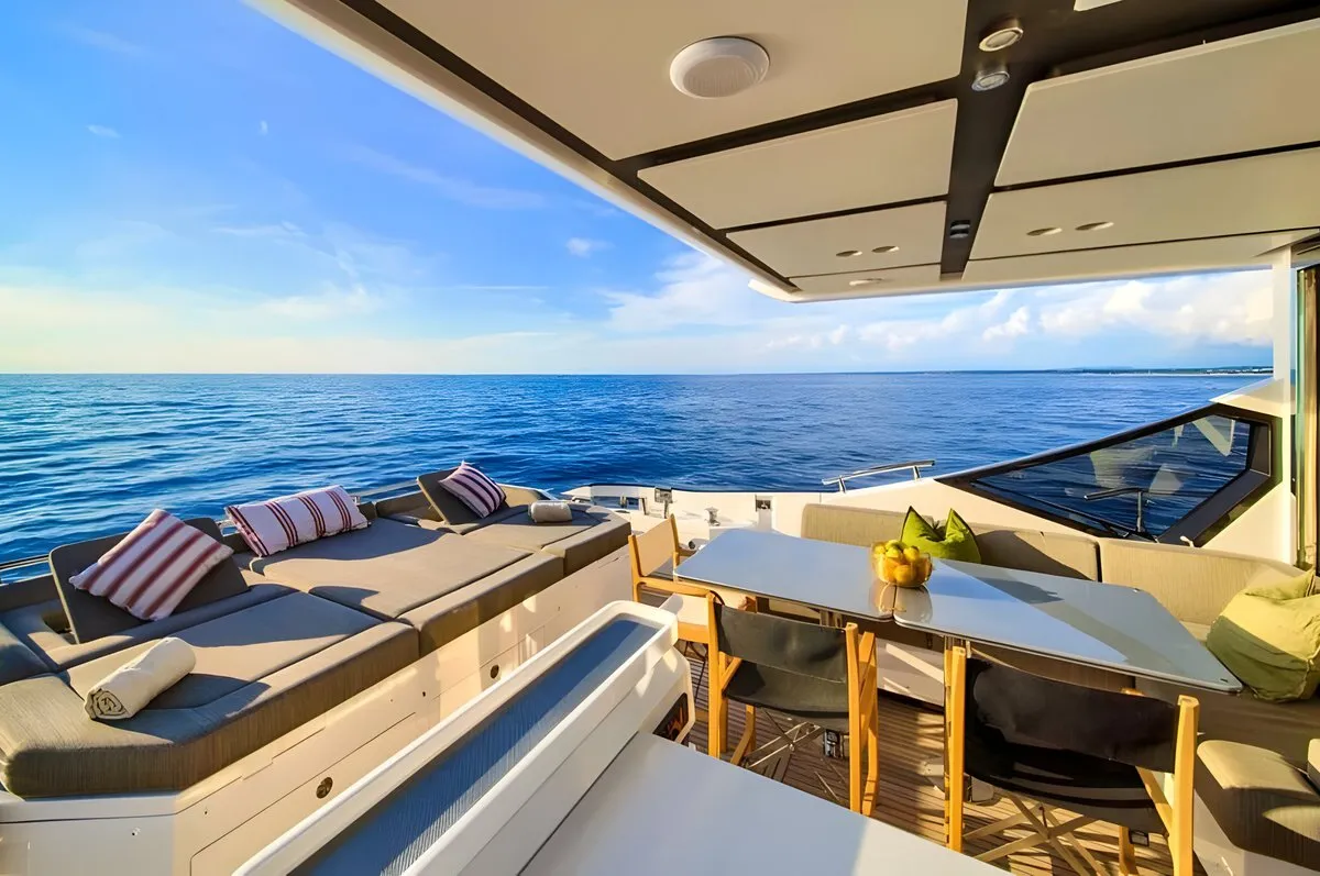 Deck of Mudita, a Azimut S7 motor yacht at Podstrana - Miljevac, Croatia