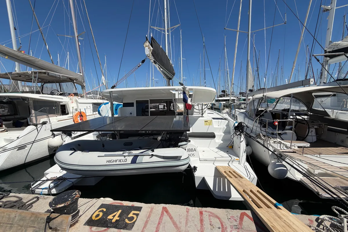 DSCHUBBA, a Lagoon 38 - 3 + 2 cab. catamaran at Athens, Greece