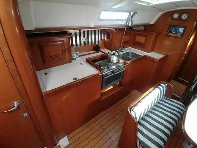 Galley of Rota, a Beneteau Oceanis 411 sailboat at Sami, Greece