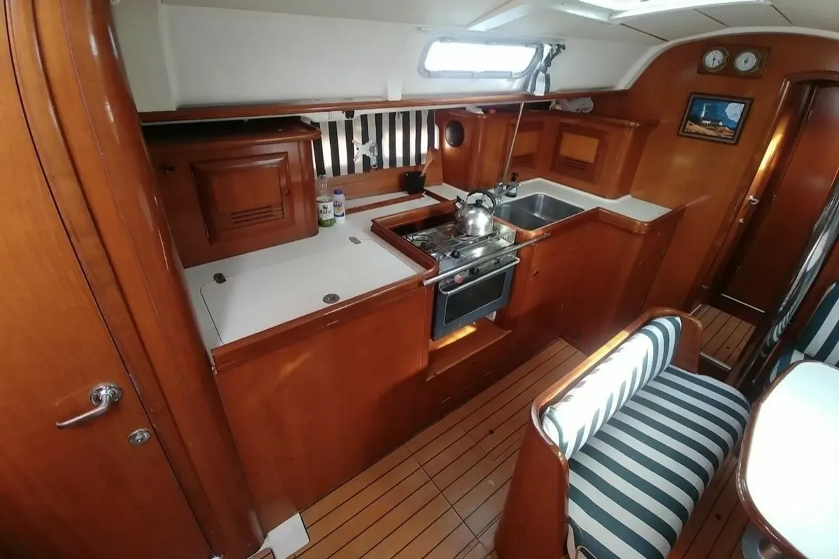Galley of Rota, a Beneteau Oceanis 411 sailboat at Sami, Greece